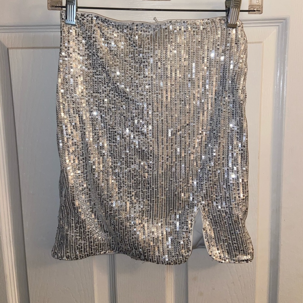 Princess polly sequined silver skirt